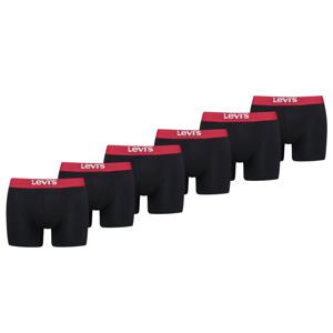 Levi's Boxershorts Heren 6-pack Solid Organic Cotton Zwart/Rood -XXL