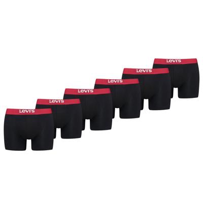 Levi's Boxershorts Heren 6-pack Solid Organic Cotton Zwart/Rood -XL