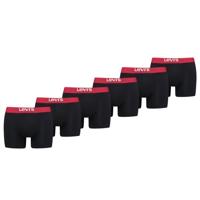 Levi's Boxershorts Heren 6-pack Solid Organic Cotton Zwart/Rood -XXL