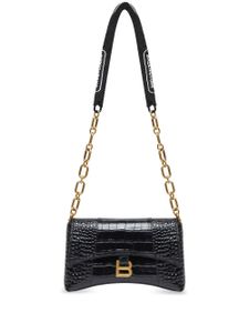 Balenciaga sac porté épaule Downtown XS à effet peau de crocodile - Noir