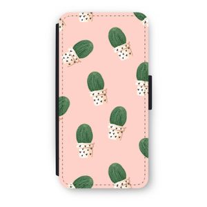 Cactusprint roze: iPhone 7 Plus Flip Hoesje