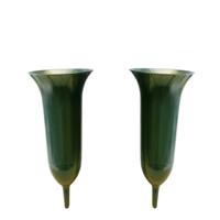 Grafvaas - Set van 4x stuks - groen - 26 cm - kunststof - Grafvazen grafkaarsen - bloemhouder voor g