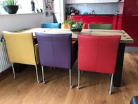 Set van 6 leren kuip eetkamerstoelen - met wieltjes - diverse kleuren - Echt leer, Modern, ontdek de vele Leersoorten en Kleuren bij ShopX