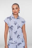 Geisha Top Stripes & Palmtree 63383-70 Blouse 625 Blue/off-white