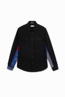 Denim overhemd met patch met print - BLACK - S