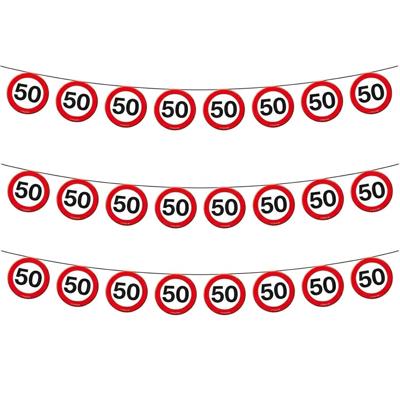 Slinger - 3x - 50 jaar - stopborden - 10 meter - papier - 50e verjaardag versiering - Abraham - Sara