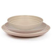 Plasticforte camping borden set - beige - kunststof - 3 soorten - 24x stuks - onbreekbaar servies