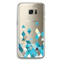 Gekleurde driehoekjes blauw: Samsung Galaxy S7 Edge Transparant Hoesje - thumbnail