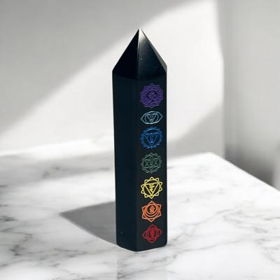 Obsidiaan Chakra Obelisk - Spirituele beelden - Spiritueelboek.nl