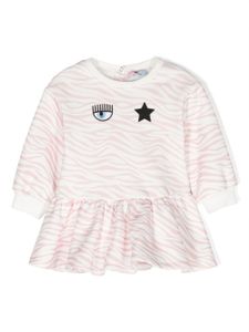 Chiara Ferragni Kids robe volantée à logo imprimé - Rose