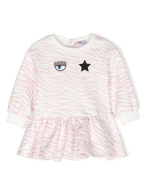 Chiara Ferragni Kids robe volantée à logo imprimé - Rose