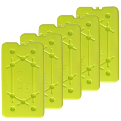 Koelelementen 450 gram - 5x - 14 x 25 x 1 cm - geel - voor koelbox en koeltas