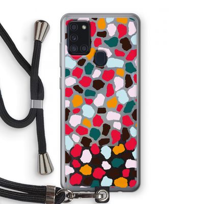 Colored Giraffe: Samsung Galaxy A21s Transparant Hoesje met koord
