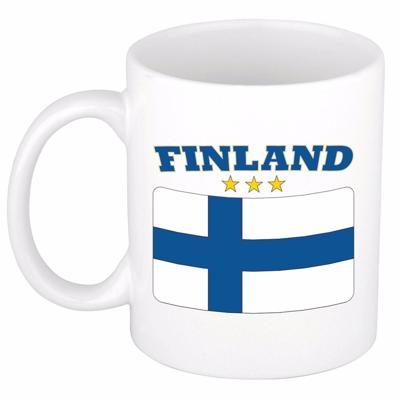 Koffie mok - Finland - vlag print - 300 ml - wit - keramiek - Supporters - Landen - Beker Koffie mok - Finland - vlag print - 300 ml - wit - keramiek - Supporters - Landen - Beker
