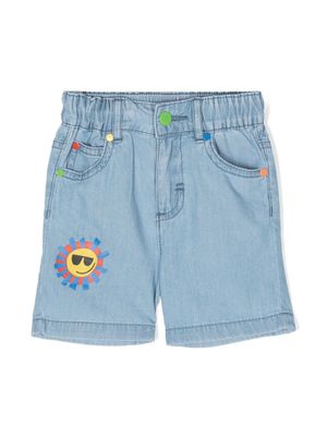 Stella McCartney Kids short à imprimé Sunshine Face - Bleu
