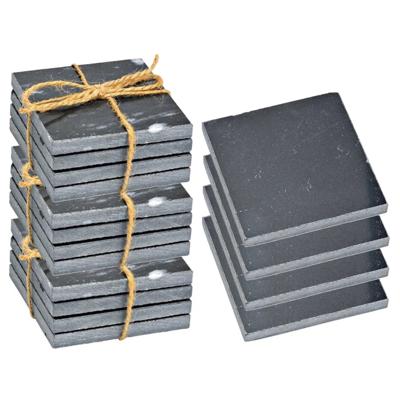 Onderzetters voor glazen - 12x stuks - vierkant - Marmer - grijs - 10 x 0.8 cm