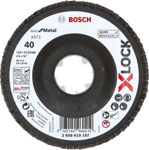 Bosch Accessoires X-LOCK Lamellenschijf Best for Metal schuin, glasvezel, Ø115mm, G 40, X571 - 1 stuk(s) - 2608619197