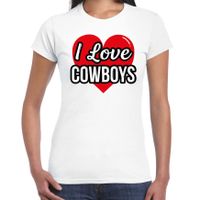 I love Cowboys verkleed t-shirt wit voor dames - Outfit western verkleed feest