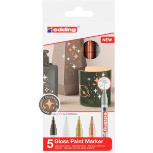 Edding Glanzlackmarker 4-751-5-999 Lakmarker Zwart, Wit, Goud, Zilver, Koper 2 mm, 4 mm