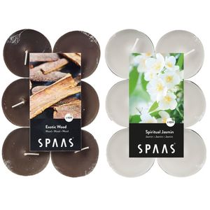 Candles by Spaas geurkaarsen - 24x stuks in 2 geuren Jasmin en Exotic wood