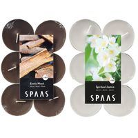 Candles by Spaas geurkaarsen - 24x stuks in 2 geuren Jasmin en Exotic wood - thumbnail