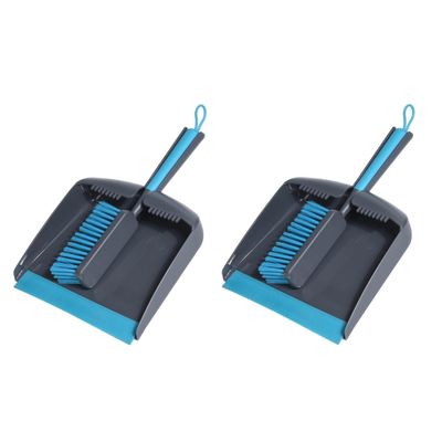 2x Stoffer en blik vierkant grijs/blauw van kunststof