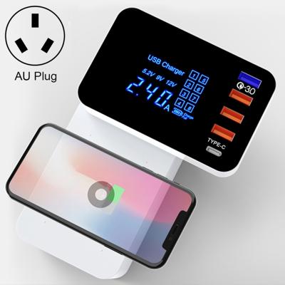 CDA33Q 40W QC 3 0 USB + 3 USB-poorten + USB-C/type-C-poorten multifunctionele oplader met LED-display AU-stekker