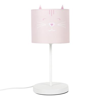Home Deco Kids Lamp Kat / Poes - roze - kunststof - aan / uit schakelaar - 36 cm - kinderkamer