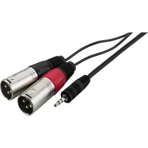 Monacor 0067360 XLR / Jackplug Audio Adapterkabel [2x XLR-stekker - 1x Jackplug male 3,5 mm] 1 m Zwart