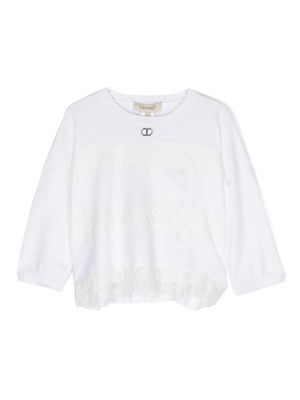TWINSET Kids haut en maille à détails de dentelle - Blanc