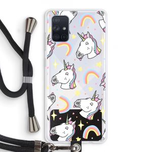 Rainbow Unicorn: Samsung Galaxy A71 Transparant Hoesje met koord