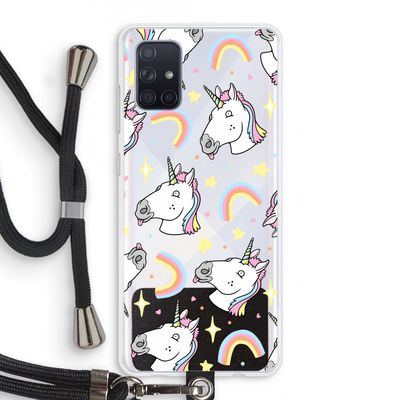 Rainbow Unicorn: Samsung Galaxy A71 Transparant Hoesje met koord