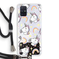 Rainbow Unicorn: Samsung Galaxy A71 Transparant Hoesje met koord