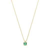 14k Geelgouden Ketting met Synthetische Smaragd (Mei) - 42+2 cm
