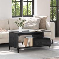 Salontafel with Drawer Zwart eiken 90 x 49 x 45 cm Bewerkt hout