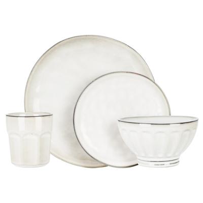 Servies set - 16-delig - wit - aardewerk dinerservies - tafelservies - 4 personen