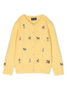 POLO RALPH LAUREN KIDS cardigan à motifs de chiens brodés - Jaune