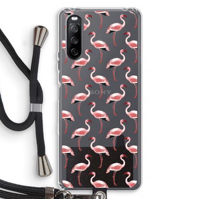 Flamingoprint groen: Sony Sony Xperia 10 III Transparant Hoesje met koord