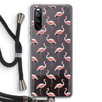 Flamingoprint groen: Sony Sony Xperia 10 III Transparant Hoesje met koord