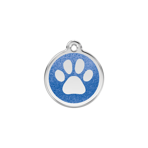 Paw Print Navy glitter hondenpenning small/klein dia. 2 cm - RedDingo