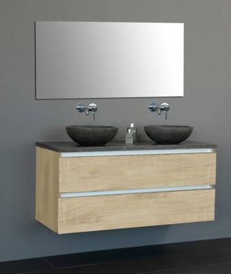 Badmeubel Trend Dynasty met 2 ronde kommen 120 Light Wood Badmeubel Trend Dynasty met 2 ronde kommen 120 Light Wood