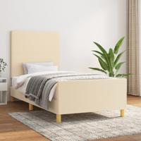Bedframe zonder matras 90x190 cm stof crèmekleurig