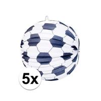 Voetbal bol lampion - 5x stuks - 24 cm - papier - voetbal thema - brandvertragend - EK / WK versieri