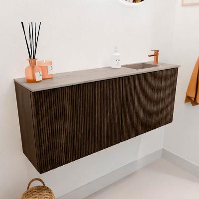 Toiletmeubel Mondiaz Joya Dlux | 100 cm | Meubelkleur Walnut | Faye wastafel Saba Wasbak Rechts | 1 kraangat