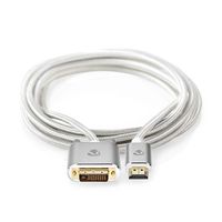 HDMI© Kabel | HDMI© Connector | DVI-D 24+1-Pins Male | 2560x1600 | Verguld | 2.00 m | Gebreid | - thumbnail