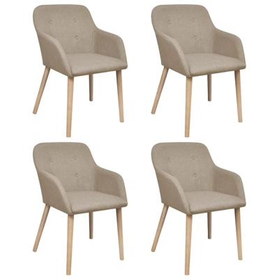Eetkamerstoelen 4 st stof en massief eikenhout beige