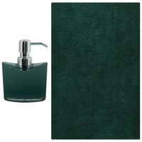 MSV badkamer droogloop mat/tapijt - Bologna - 45 x 70 cm - bijpassende kleur zeeppompje - donkergroen - Badmatjes
