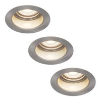 Set van 3 Mari - LED platte inbouwspots met lage inbouwdiepte 58mm - 3,8 Watt 270 Lumen - 4000K Neutraal wit - GU10 LED Module - Verzonken - Dimbaar - Rond - IP65 waterdicht - RVS