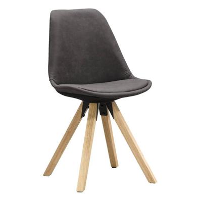 Leen Bakker - Eetkamerstoel Senja - Stof - Antraciet - Naturel Hout - Stof/Hout - Grijs