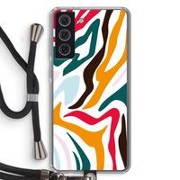 Colored Zebra: Samsung Galaxy S21 FE Transparant Hoesje met koord